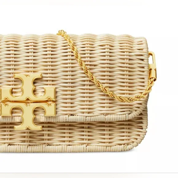 Tory Burch Eleanor Wicker Clutch Natural/254 148609 0623 w Dust Bag MSRP$498 NWT - Picture 4 of 16